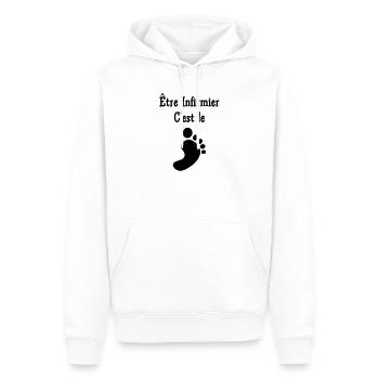 Infirmière / Infirmier / Hôpital / Médecine / - Sweat à capuche Premium bio Homme - blanc - Devant - Nico (187cm)