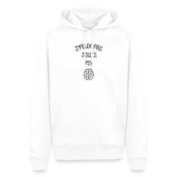 Psychologue / Psychiatre / Travail / Psychanalyste - Sweat à capuche Premium bio Homme - blanc - Devant - Nico (187cm)
