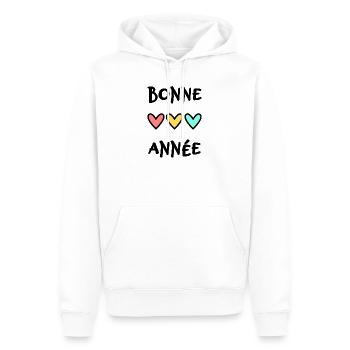 BONNE ANNEE. SAINT SYLVESTRE. NOUVELLE ANNÉE - Sweat à capuche Premium bio Homme - blanc - Devant - Nico (187cm)