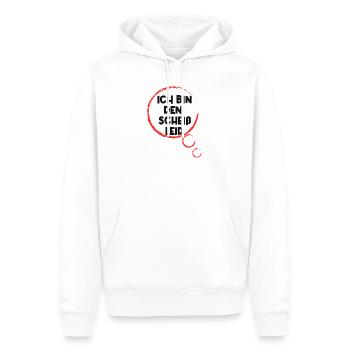 Je m’en fous de la déclaration, je m’en fous - Sweat à capuche Premium bio Homme - blanc - Devant - Nico (187cm)