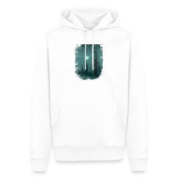 Mond schimmert sich an Bäumen - Männer Premium Bio Hoodie - Weiß - Vorne - Nico (187cm)