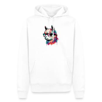 Alpaka mit Brille - Männer Premium Bio Hoodie - Weiß - Vorne - Nico (187cm)