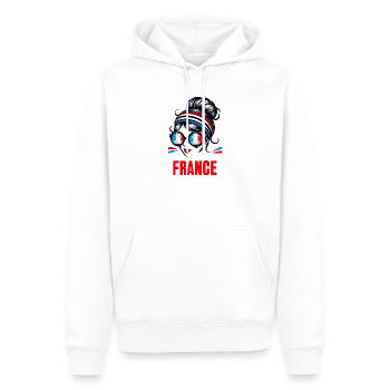 Stylisches France Girl: Retro-Chic mit modernem Twist - Männer Premium Bio Hoodie - Weiß - Vorne - Nico (187cm)