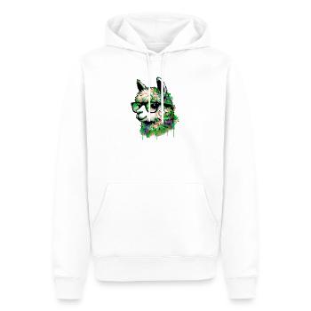 Alpaka mit Brille - Männer Premium Bio Hoodie - Weiß - Vorne - Nico (187cm)