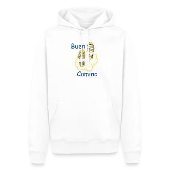Buen Camino Muschel mit Reifenprofil - Männer Premium Bio Hoodie - Weiß - Vorne - Nico (187cm)