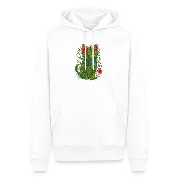 Illustration de chat floral - Sweat à capuche Premium bio Homme - blanc - Devant - Nico (187cm)