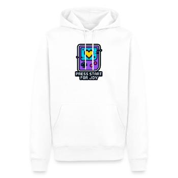 Press Start for Joy - Männer Premium Bio Hoodie - Weiß - Vorne - Nico (187cm)