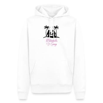 Mädels Gang Schriftzug mit Herzen - Männer Premium Bio Hoodie - Weiß - Vorne - Nico (187cm)