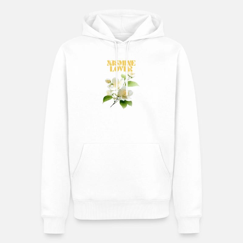 Design élégant de fleur de jasmin - Sweat à capuche Premium bio Homme - blanc