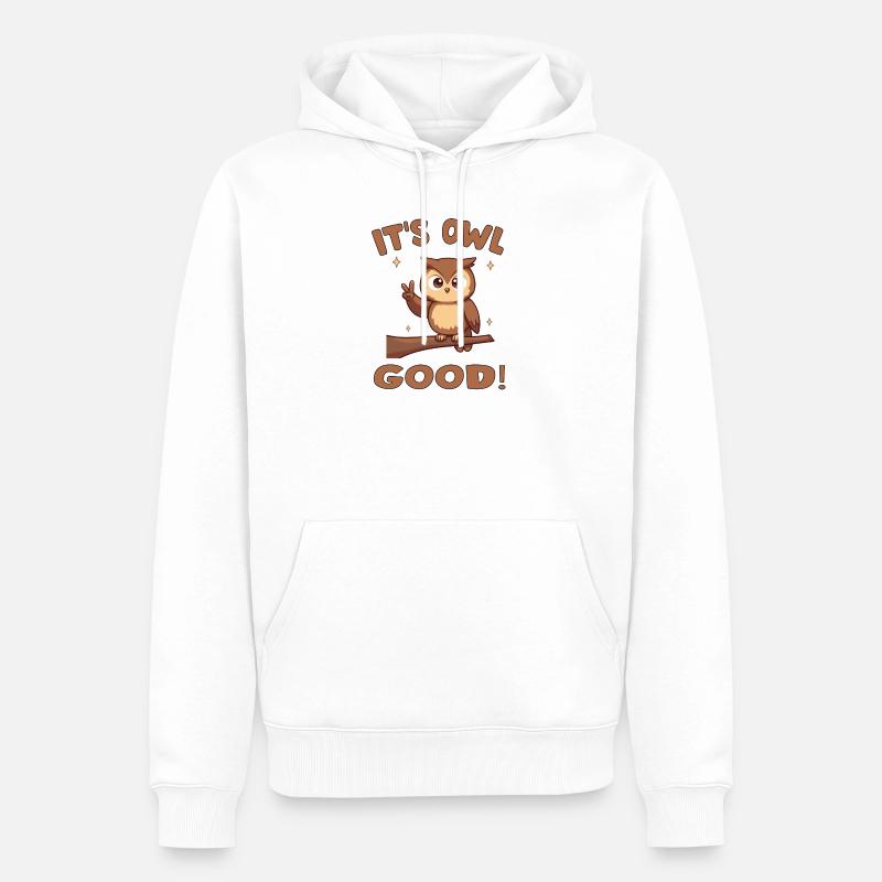 Niedliche Eule mit aufmunternder Botschaft - Männer Premium Bio Hoodie - Weiß