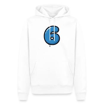 Dessin animé de ballon bleu numéro 6 - Sweat à capuche Premium bio Homme - blanc - Devant - Nico (187cm)