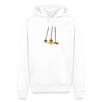 Leaf rake, shovel and broom - Men’s Premium Organic Hoodie - white - Front - Nico (187cm)
