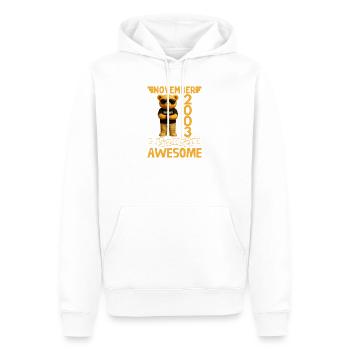 November 2003, 22 Years of Being Awesome - Sweat à capuche Premium bio Homme - blanc - Devant - Nico (187cm)