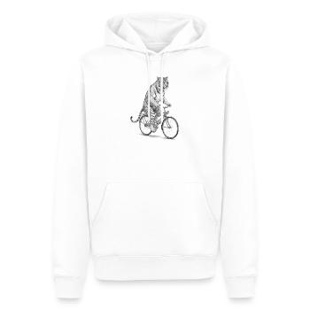 Tiger Rider auf Vintage-Fahrrad - Männer Premium Bio Hoodie - Weiß - Vorne - Nico (187cm)