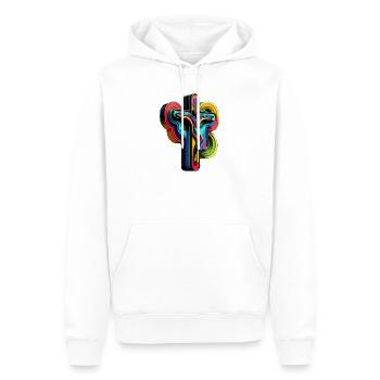 Vibrant Rainbow Cross Pop Art - Men’s Premium Organic Hoodie - white - Front - Nico (187cm)