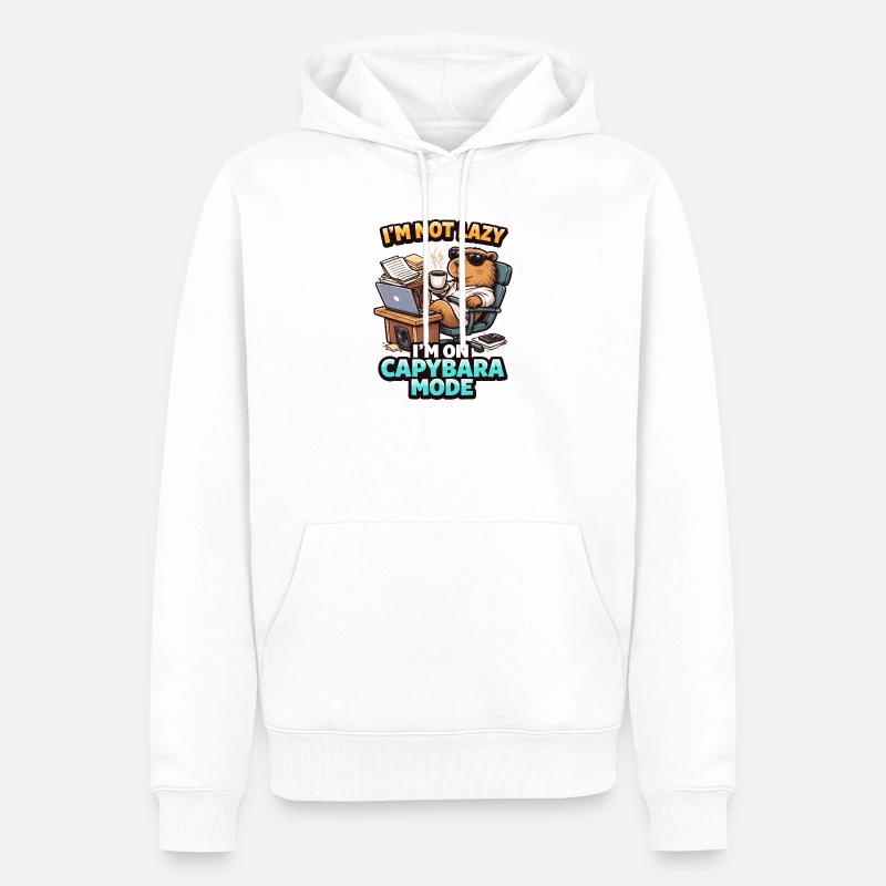 Mode Capybara Pas Lazy Bear - Sweat à capuche Premium bio Homme - blanc