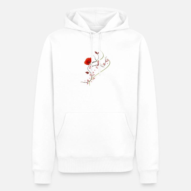 Ikebana Collage mit Mohnblume Zen Stil - Männer Premium Bio Hoodie - Weiß