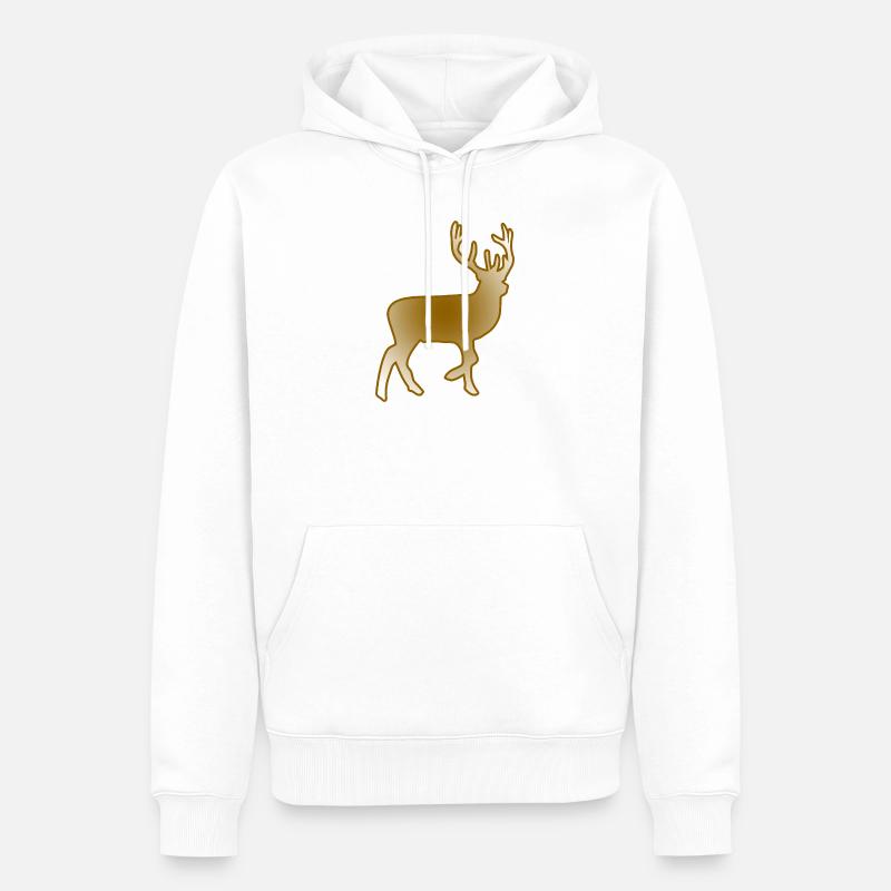 Hirsch - Männer Premium Bio Hoodie - Weiß