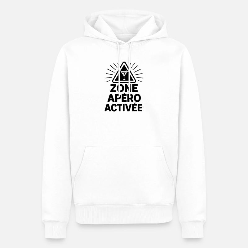 Zone apéro activée - Sweat à capuche Premium bio Homme - blanc