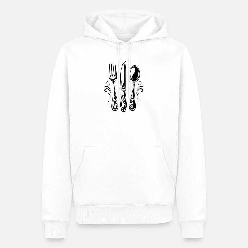 couverts de table - Sweat à capuche Premium bio Homme - blanc