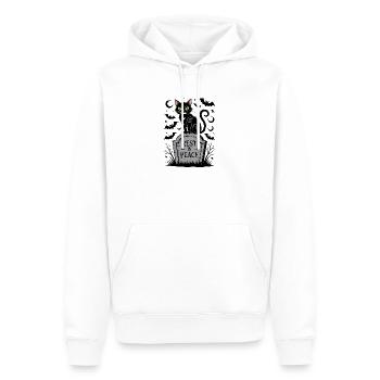 Un chat noir sur la pierre tombale de Repose en paix - Sweat à capuche Premium bio Homme - blanc - Devant - Nico (187cm)