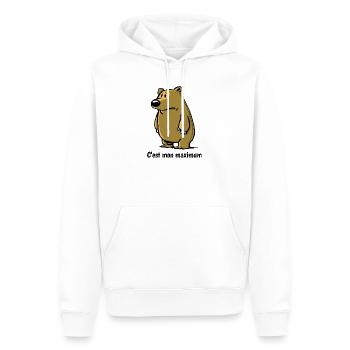 T-shirt ours rigolo - C'est mon maximum - Sweat à capuche Premium bio Homme - blanc - Devant - Nico (187cm)
