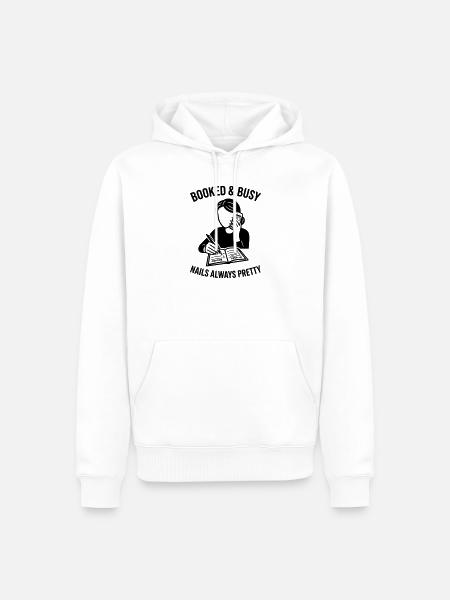 booked and busy nails pretty - Männer Premium Bio Hoodie - Weiß
