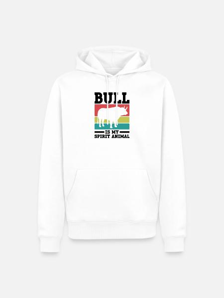 Stier Krafttier Retro-Look - Männer Premium Bio Hoodie - Weiß