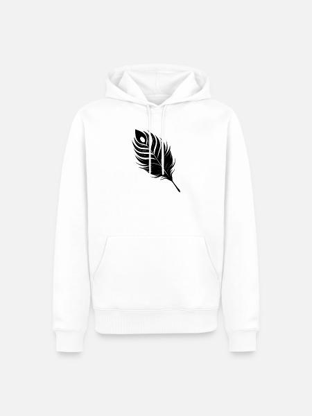 Pfauenfeder - Männer Premium Bio Hoodie - Weiß