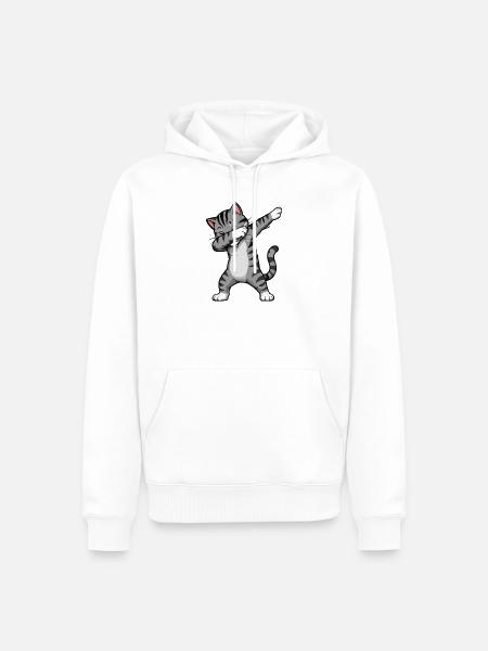Dabbing-Katze Cartoon - Männer Premium Bio Hoodie - Weiß