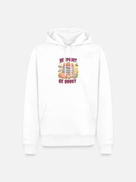 Cozy „Be Spooky Be Booky“ Halloween - Männer Premium Bio Hoodie - Weiß