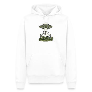 UFO Entführung Kuh Bauernhof Retro Sci-Fi Shirt - Männer Premium Bio Hoodie - Weiß - Vorne - Nico (187cm)