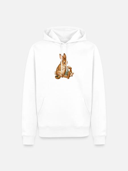 Kaninchen webt ein Perlenarmband - Männer Premium Bio Hoodie - Weiß