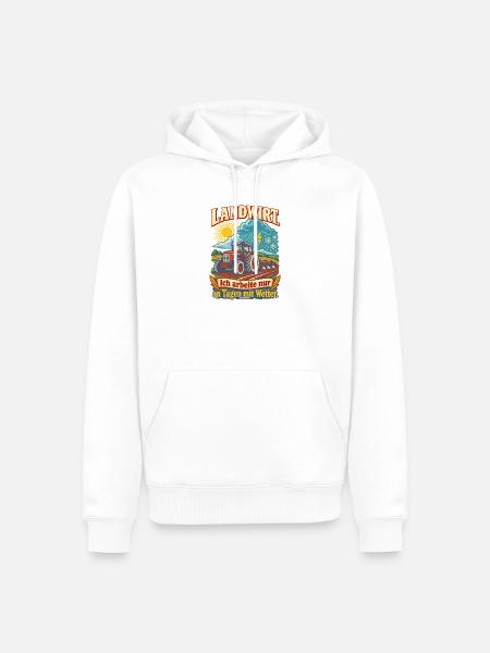 Landwirt Arbeitet nur mit Wetter - Männer Premium Bio Hoodie - Weiß