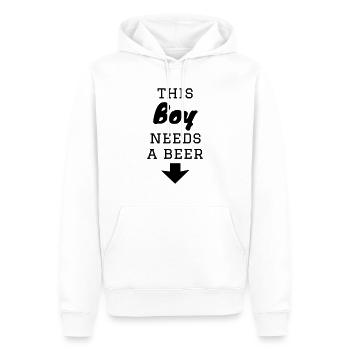 Ce garçon a besoin d’une bière - Sweat à capuche Premium bio Homme - blanc - Devant - Nico (187cm)