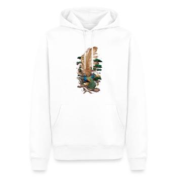 Plume, nature, oiseau - Sweat à capuche Premium bio Homme - blanc - Devant - Nico (187cm)