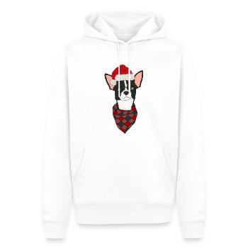 Chihuahua Noël Noir Blanc Shorthair - Sweat à capuche Premium bio Homme - blanc - Devant - Nico (187cm)