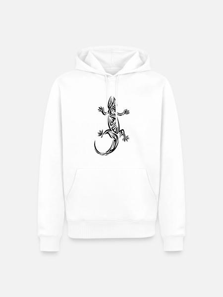 Gecko Tribal Tattoo - Men’s Premium Organic Hoodie - white