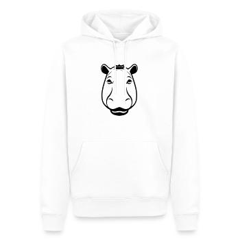 Nilpferd - Männer Premium Bio Hoodie - Weiß - Vorne - Nico (187cm)