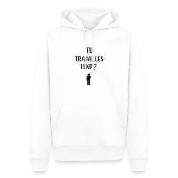 tu trabailles lundi - Sweat à capuche Premium bio Homme - blanc - Devant - Nico (187cm)