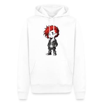 Jolie fille punk aux cheveux roux - Sweat à capuche Premium bio Homme - blanc - Devant - Nico (187cm)