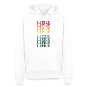 LIEBE. Pure Liebe in Retro-Farben. - Männer Premium Bio Hoodie - Weiß - Vorne - Nico (187cm)
