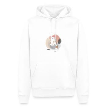 🐾 Rot-Weiße Katze 🐈 - Männer Premium Bio Hoodie - Weiß - Vorne - Nico (187cm)