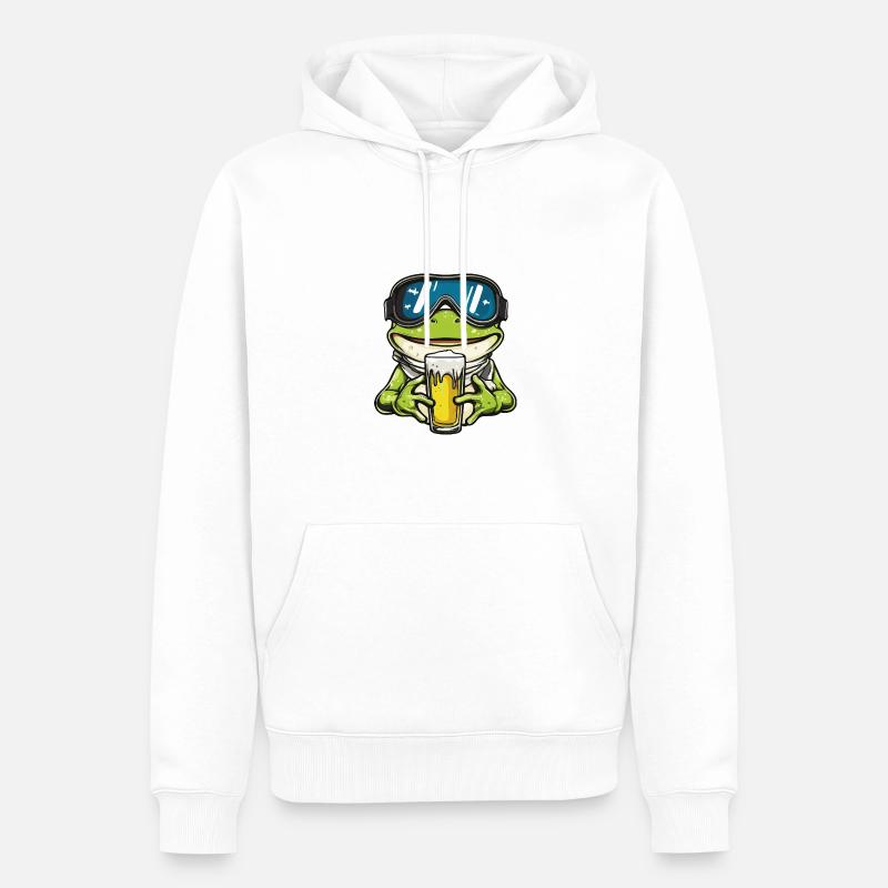 Frosch Ski Bier - Männer Premium Bio Hoodie - Weiß