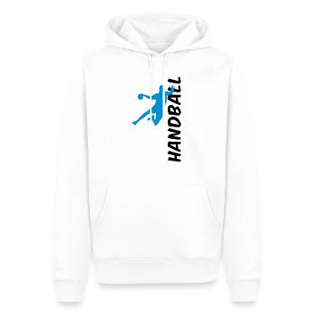 Handball - seitlich - Männer Premium Bio Hoodie - Weiß - Vorne - Nico (187cm)