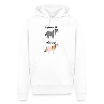 Before Yoga - After Yoga - Men’s Premium Organic Hoodie - white - Front - Nico (187cm)
