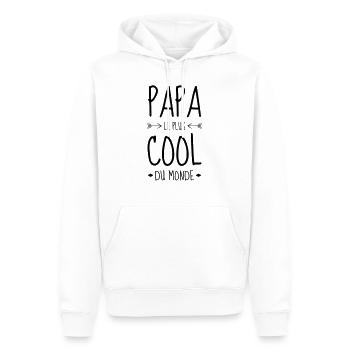Papa Fête des Pères Naissance Bébé Anniversaire - Sweat à capuche Premium bio Homme - blanc - Devant - Nico (187cm)