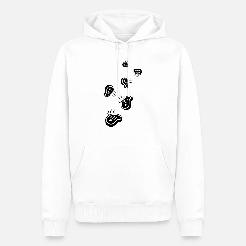 Icône de steak Silhouette - Sweat à capuche Premium bio Homme - blanc