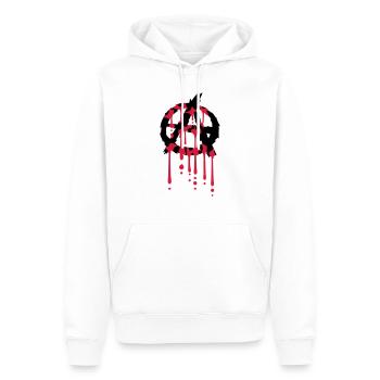 Logo anarchie goutte de sang - Sweat à capuche Premium bio Homme - blanc - Devant - Nico (187cm)