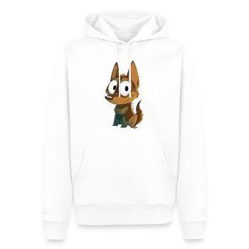 Kelpie chocolate and fire - Men’s Premium Organic Hoodie - white - Front - Nico (187cm)